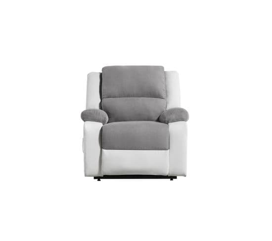 Relaxxo - Fauteuil De Relaxation Electrique Releveur Et Massant - Microfibre / Simili - Blanc / Gris