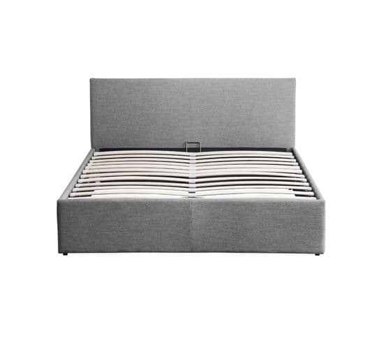 Cadre De Lit Edgar Avec Sommier Relevable À Lattes En Tissu -  Gris Foncé, Largeur - 160 Cm