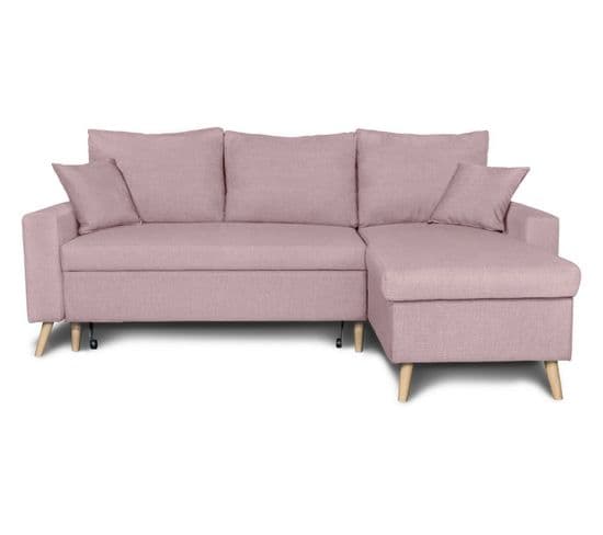 Canapé D'angle Maria Scandinave Réversible Et Convertible -  Vieux Rose