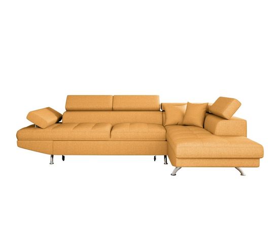 Canapé D'angle Rio Convertible Avec Coffre En Tissu - Angle Droit,  Jaune Ocre