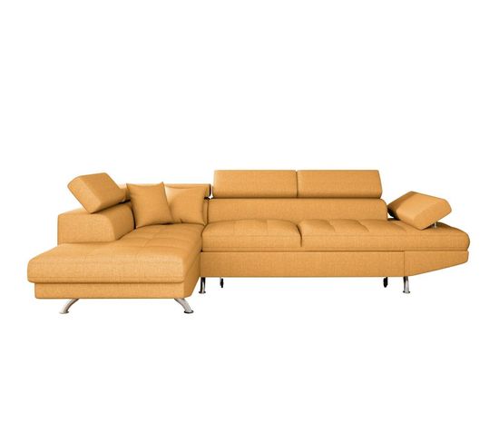 Canapé D'angle Rio Convertible Avec Coffre En Tissu - Angle Gauche,  Jaune Ocre