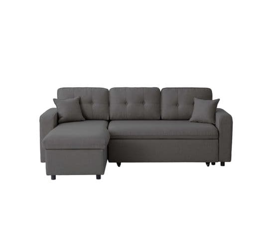 Marius - Canapé D'angle Convertible Réversible En Tissu - Gris Foncé