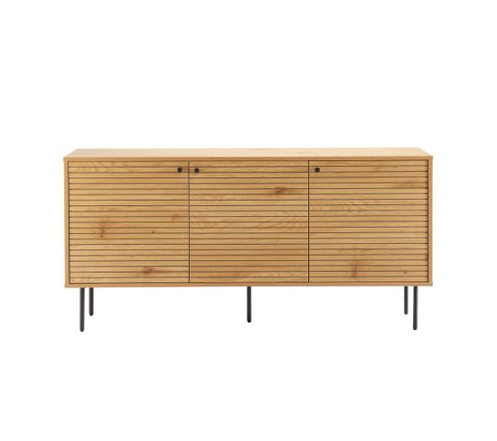 Buffet Brodie Avec Finition Chêne Et Pieds Noirs - 150x140 Cm - Bois