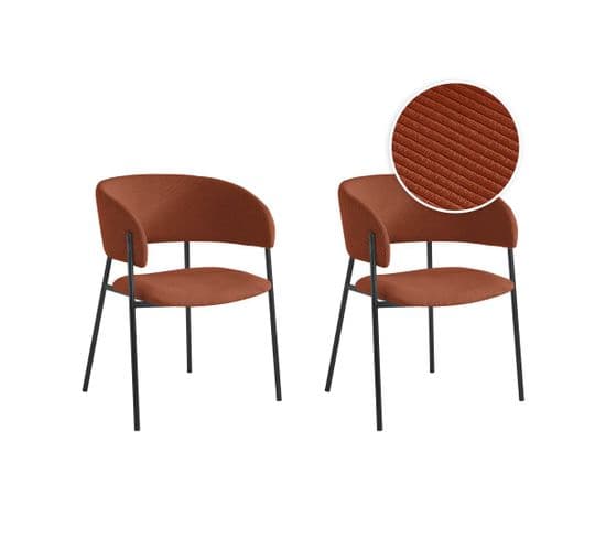 Lot De 2 Chaises Bold En Velours Côtelé - Terracotta