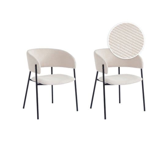 Lot De 2 Chaises Bold En Velours Côtelé - Beige