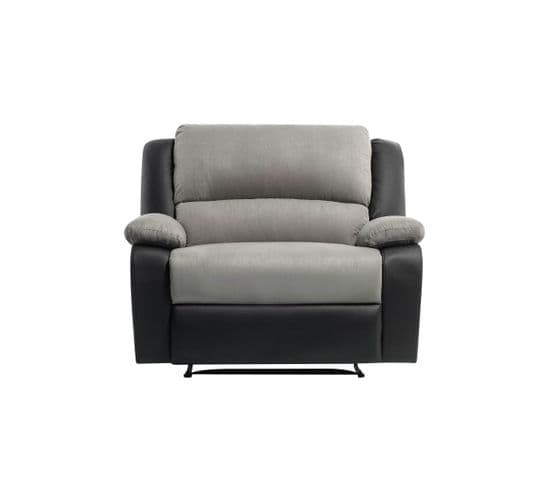 Relaxxo - Fauteuil De Relaxation Manuel Leo Avec Assise XXL En Simili Et Microfibre - Noir/gris