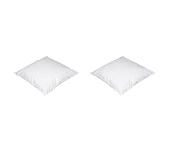 Lot De 2 Oreillers Luxe Enveloppe Percale Anti-acariens 65x65