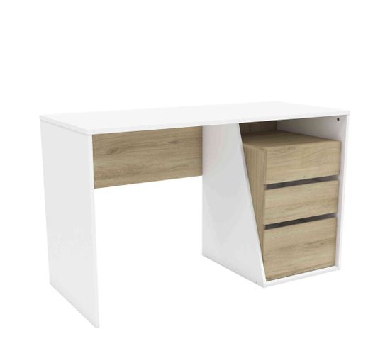 Bureau 3 Tiroirs Blanc