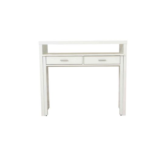 Bureau Avec 2 Tiroirs Coulissants Blanc