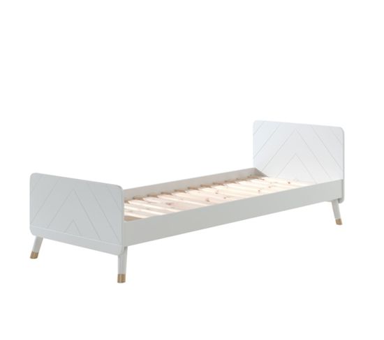 Lit Avec Sommier, Pieds Arrondies Blanc 90x200