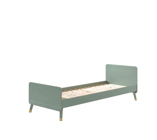 Lit Avec Sommier, Pieds Arrondies Vert 90x200