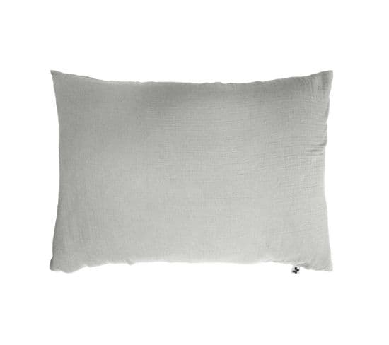 Taie D'oreiller Double Gaze De Coton Gris 50x70 Cm