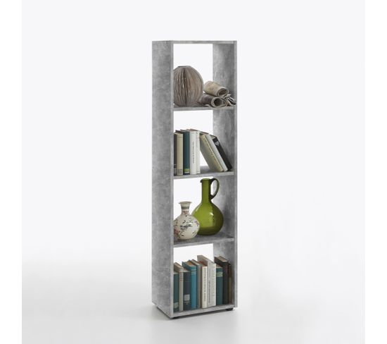 Bibliothèque 4 Cases En Bois Gris - Bi13010