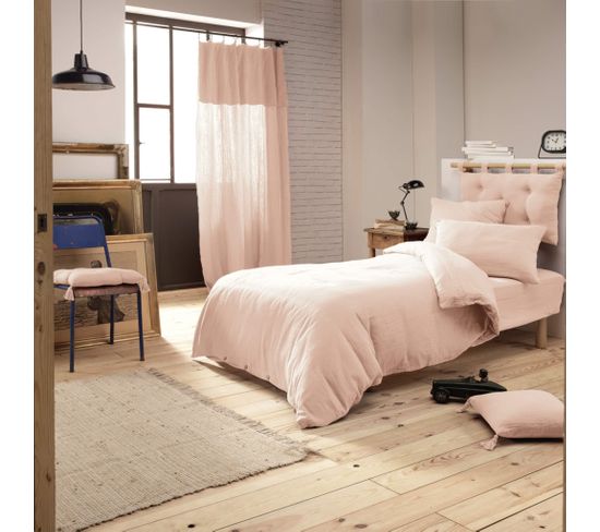 Housse De Couette Double Gaze De Coton Rose 140x200 Cm