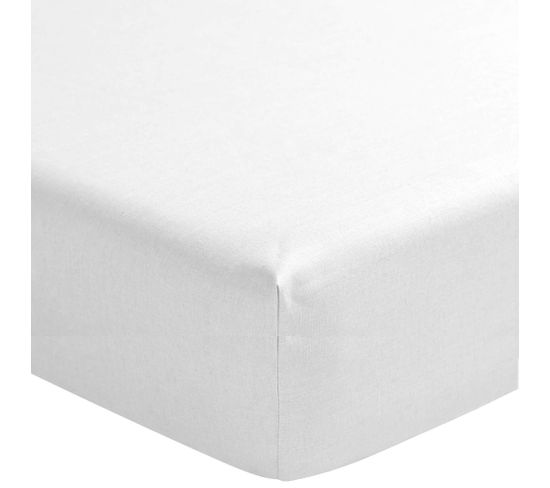 Drap Housse Lin Bonnet 40 Made In France Blanc 140x200