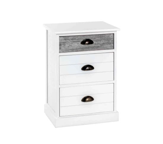 Commode 5 Tiroirs En Bois Massif Blanc