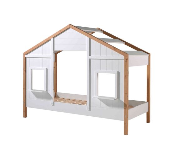 Lit Cabane En Bois Blanc 90x200