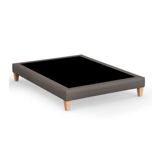 Sommier Déco Simili Cuir Cacao 180x200