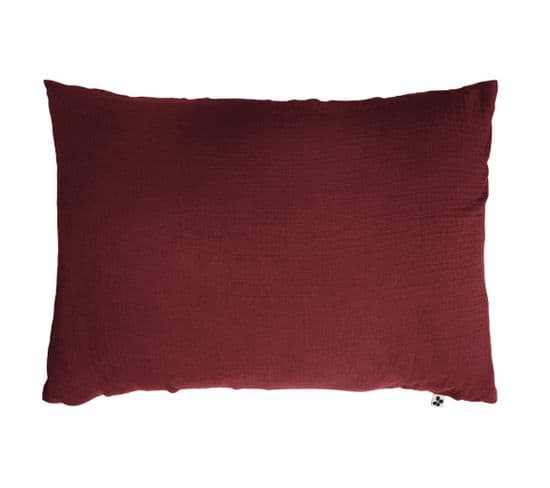 Taie D'oreiller Double Gaze De Coton Bordeaux 50x70 Cm