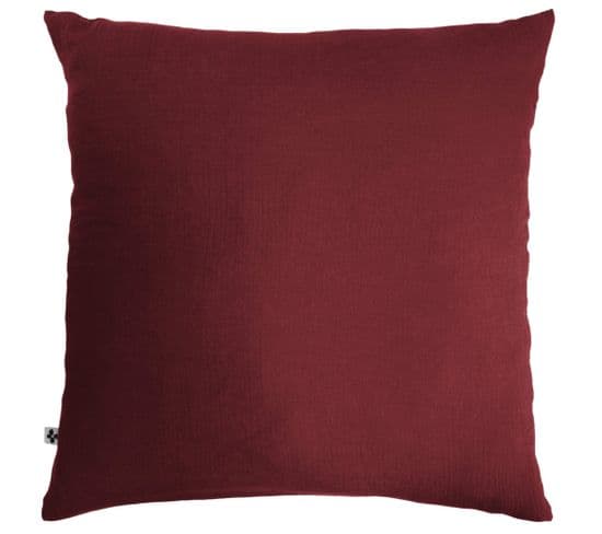 Taie D'oreiller Double Gaze De Coton Bordeaux 60x60 Cm