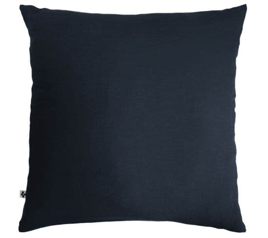 Taie D'oreiller Double Gaze De Coton Marine 60x60 Cm