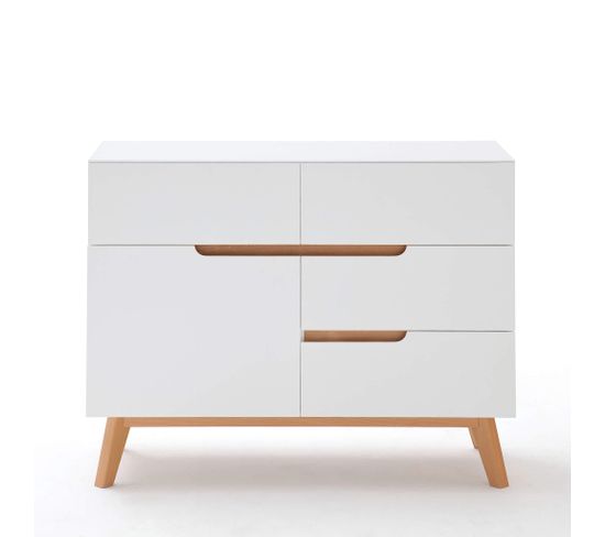 Commode 4 Tiroirs 1 Porte Blanc