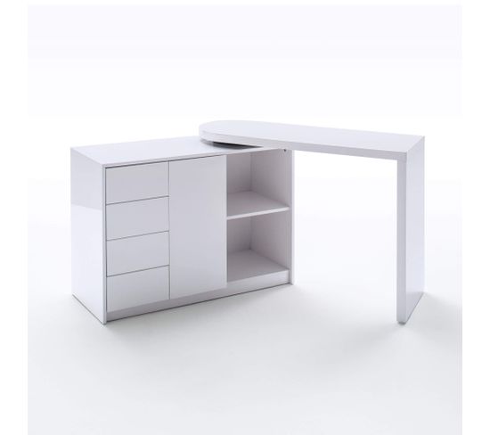 Bureau Pivotant En Bois Blanc Laqué