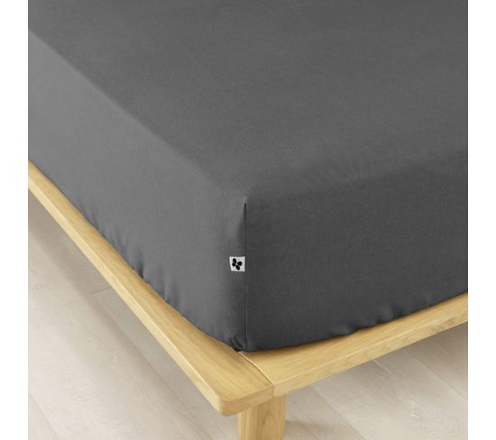 Drap Housse Flanelle Anthracite 90x190