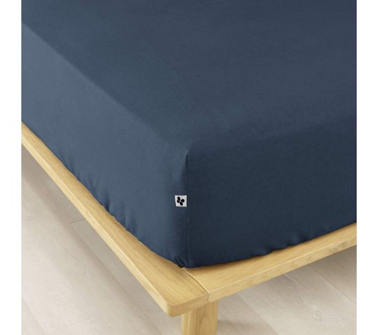 Drap Housse Flanelle Bleu Marine 180x200