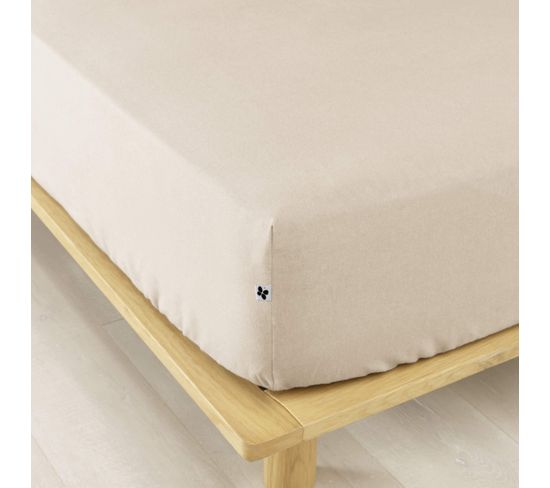 Drap Housse Flanelle Beige 180x200