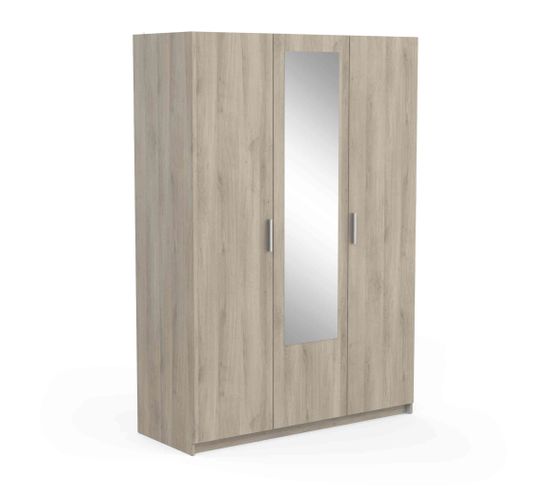 Armoire 3 Portes Avec Miroir Bois Foncé