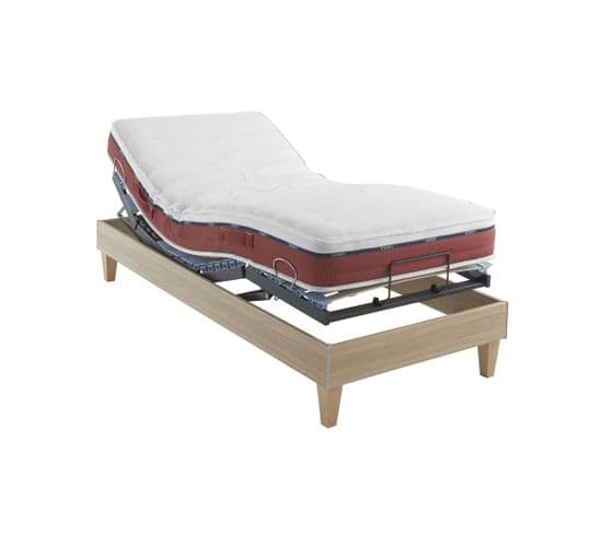 Ensemble Matelas Relaxation Latex, Sommier Et Pieds Crépuscule 600 Soutien Mi-ferme 90 X 200