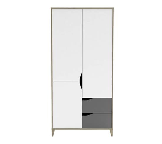 Armoire 2 Portes 2 Tiroirs Blanc