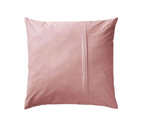 Taie D'oreiller 100% Coton Broderie Anglaise Rose 63x63