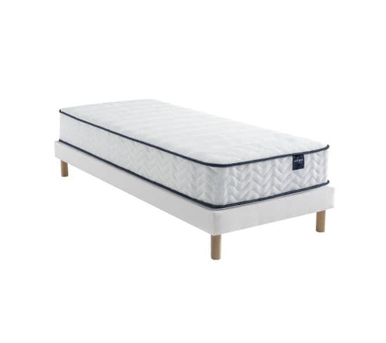 Ensemble Matelas Ressorts, Sommier Lune Et Pieds Rêve 300 Soutien Ferme 80x200 - 1 Personne