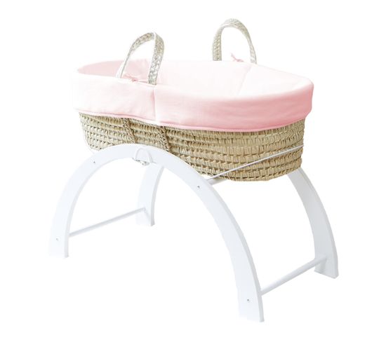 Couffin Pivoine En Feuilles De Palmier Et Coton Bio + Support Réversible Shnuggle Blanc