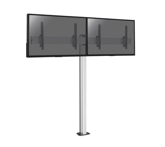 Support Sur Pied Pour 2 Écrans TV 43'' - 49'' - Hauteur 175cm - à Visser - Inclinable