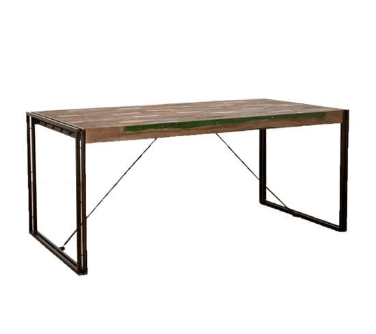 Table à Manger En Teck Industriel "loft" 180cm Marron