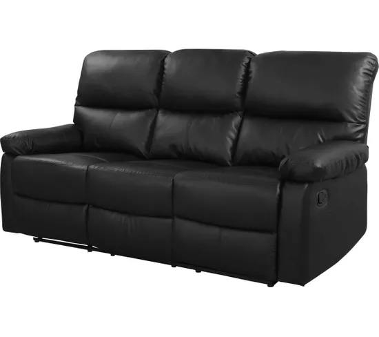 Canapé Relax "lincoln" - 197 X 89 X 103 Cm - 3 Places - Noir