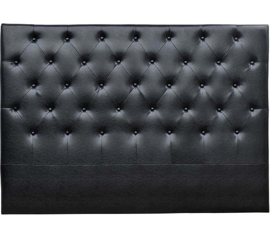 Tête De Lit Capitonnée "déco" - 149 Cm - Noir - En Pvc