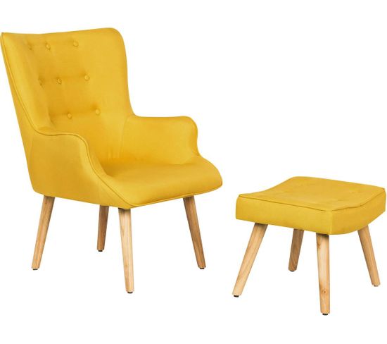 Fauteuil Style Scandinave En Tissu "odense" - 1 Place - Jaune