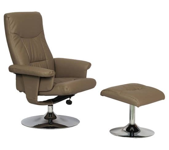 Fauteuil Relax + Repose-pieds "louis" - 1 Place - Beige