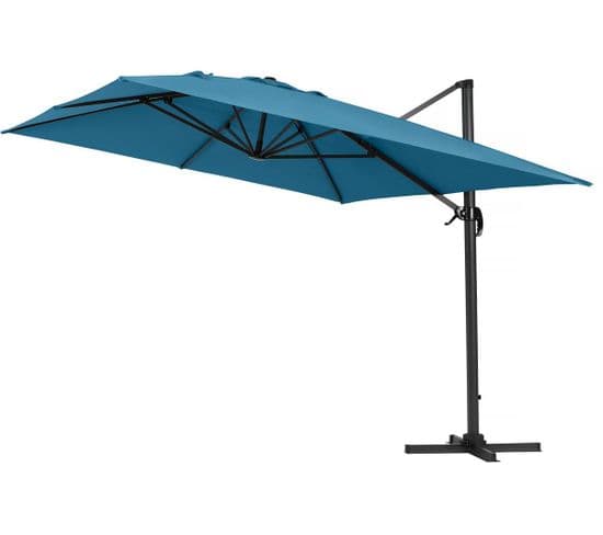 Parasol Jardin Déporté Alu "sun 4" - Rectangle - 3 X 4 M - Bleu