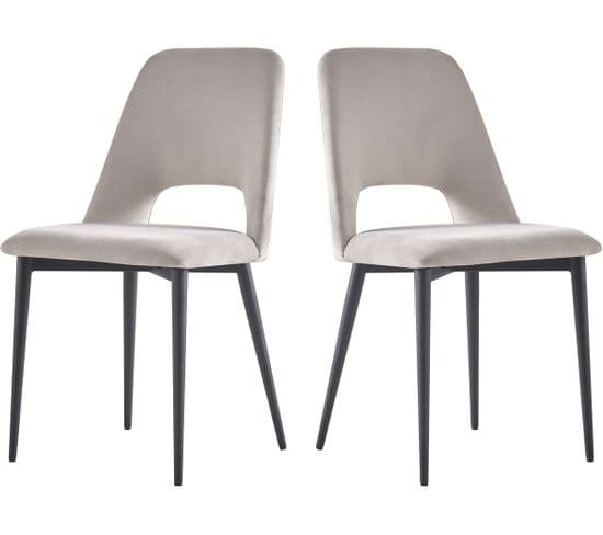 Lot De 2 Chaises En Velours "fedora" - Gris Clair