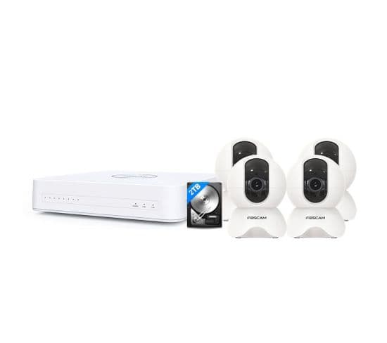 Kit Vidéosurveillance Ip 4 Caméras Kit-4-fn8108h-x5-w-hdd