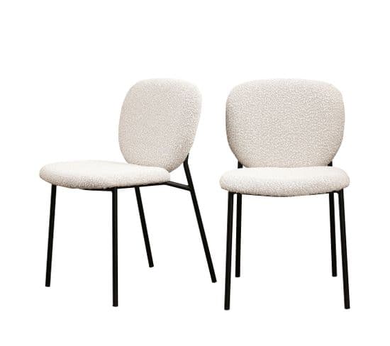 Lot De 2 Chaises En Tissu Bouclette Et Métal