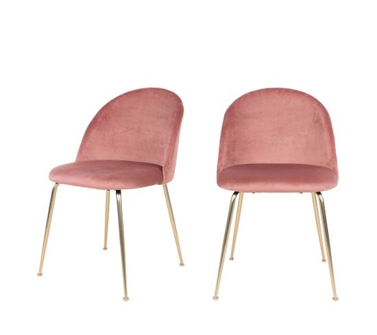 Lot De 2 Chaises En Velours Et Pieds Dorés