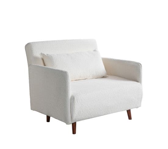 Belushi - Fauteuil Convertible En Tissu Bouclette - Couleur - Ecru