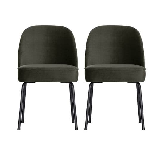 Vogue - Lot De 2 Chaises Design En Velours - Couleur - Vert Foncé