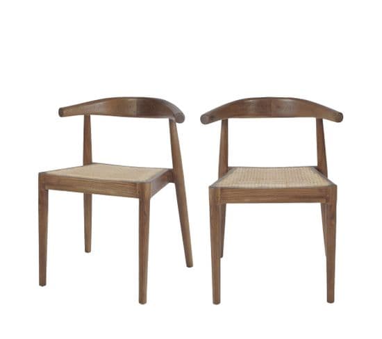 Lot De 2 Chaises En Teck Et Cannage